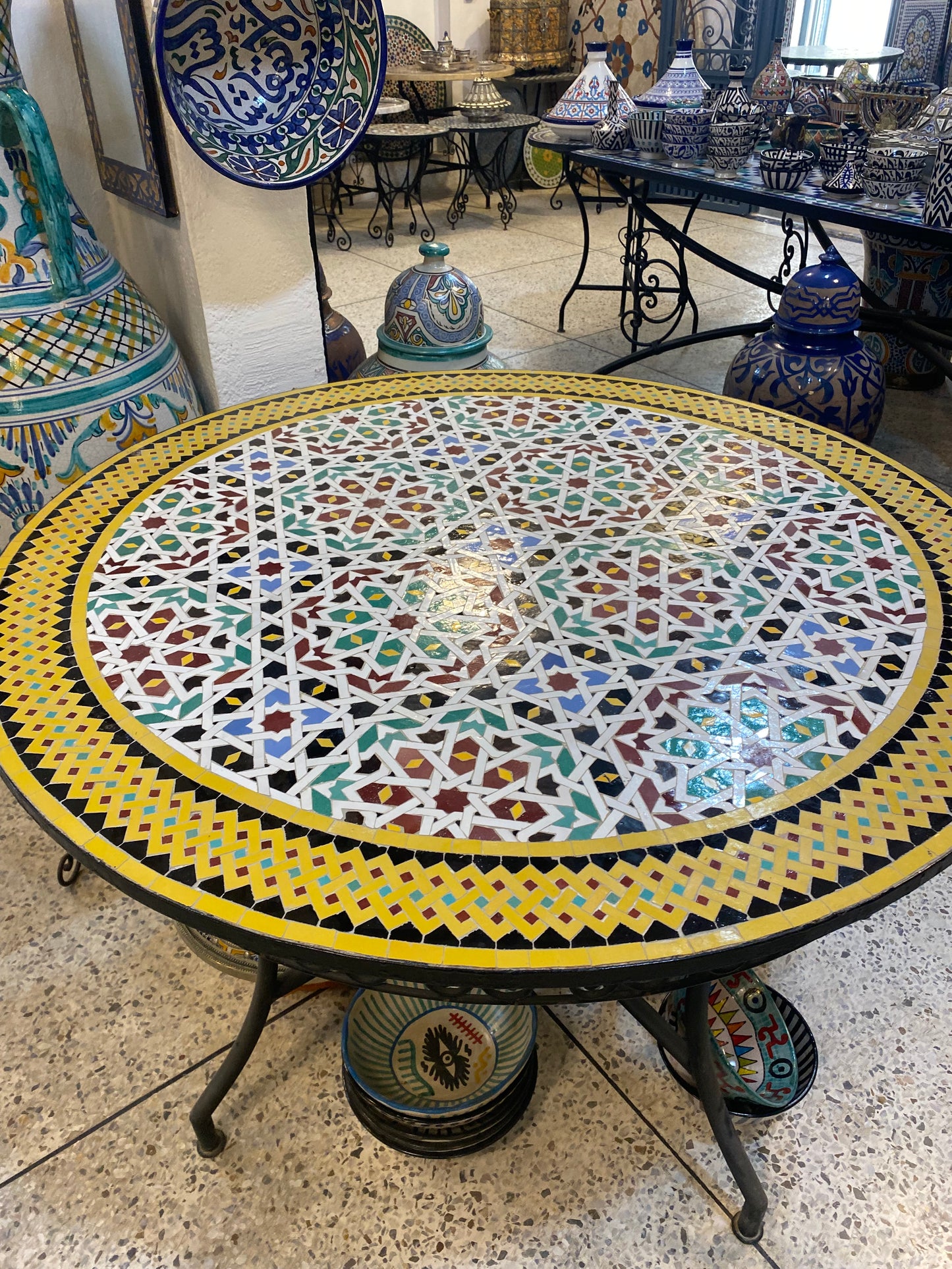 Handmade Moroccan Zellige Mosaic Table – A Masterpiece of Geometric Intricacy