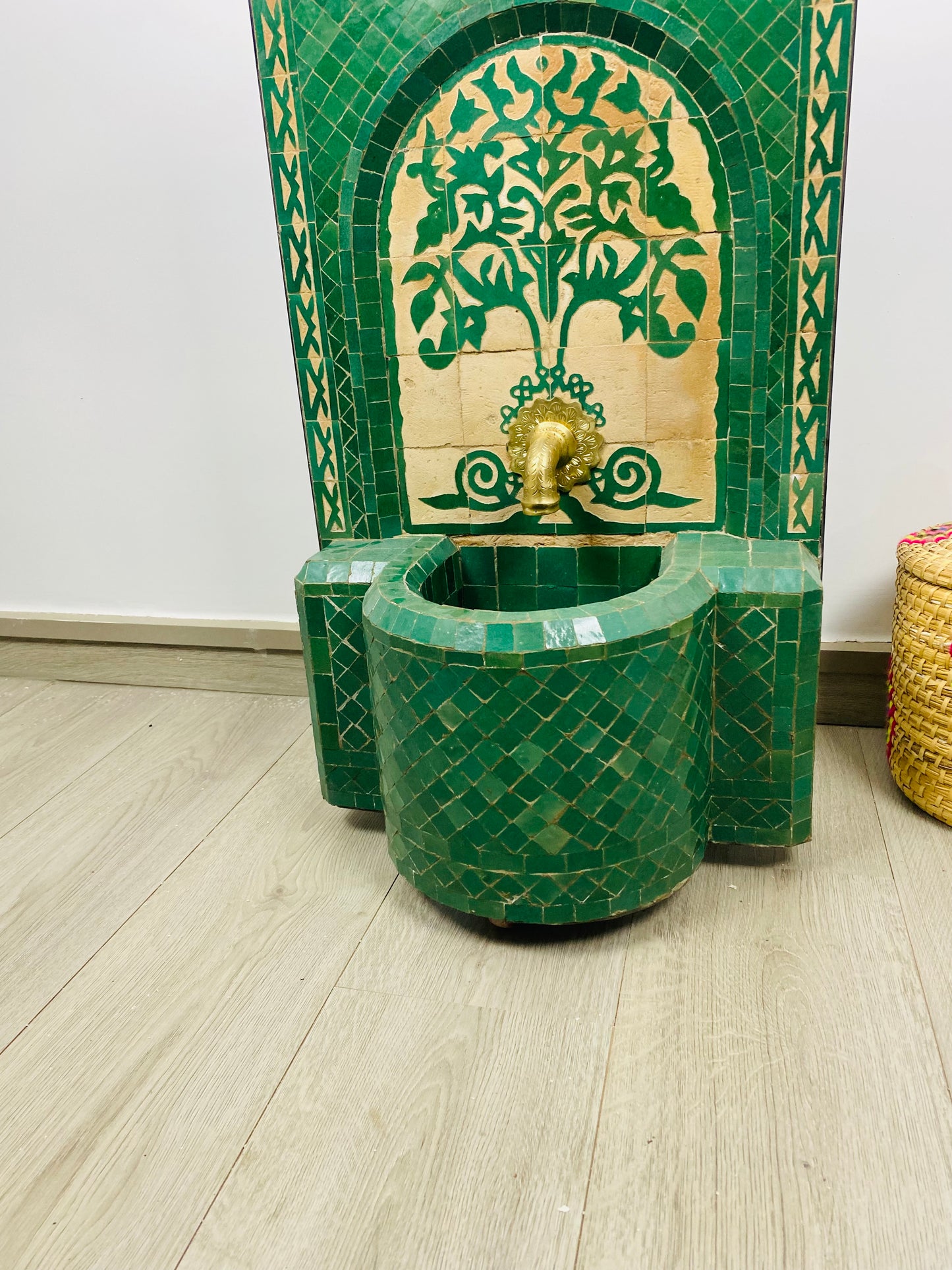 Handmade Moroccan Green Zellige Fountain – A Symbol of Elegance & Nature