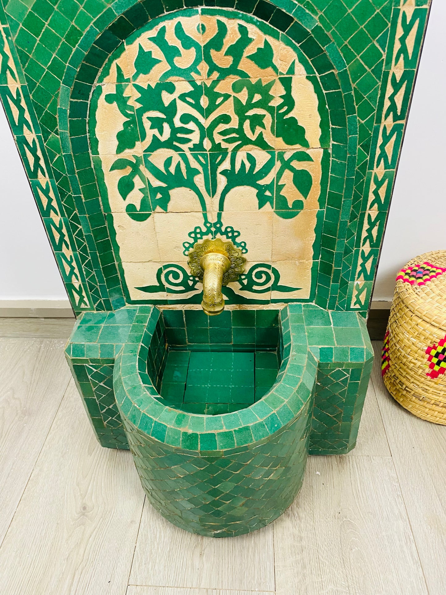 Handmade Moroccan Green Zellige Fountain – A Symbol of Elegance & Nature