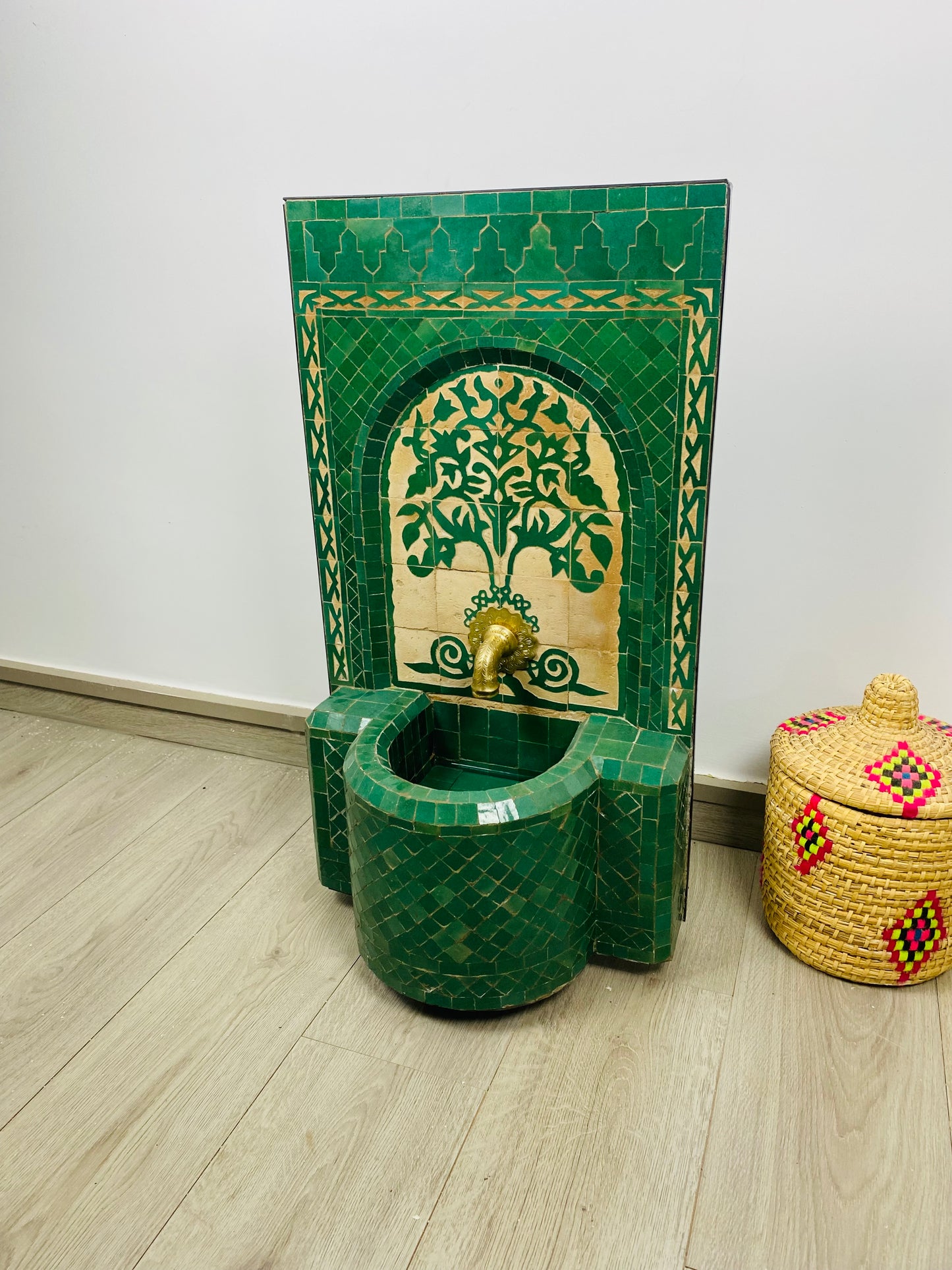 Handmade Moroccan Green Zellige Fountain – A Symbol of Elegance & Nature