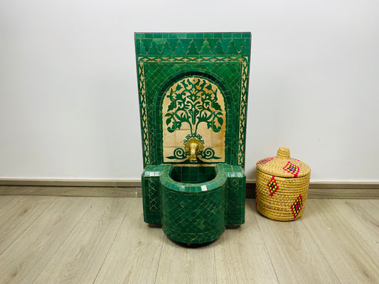 Handmade Moroccan Green Zellige Fountain – A Symbol of Elegance & Nature