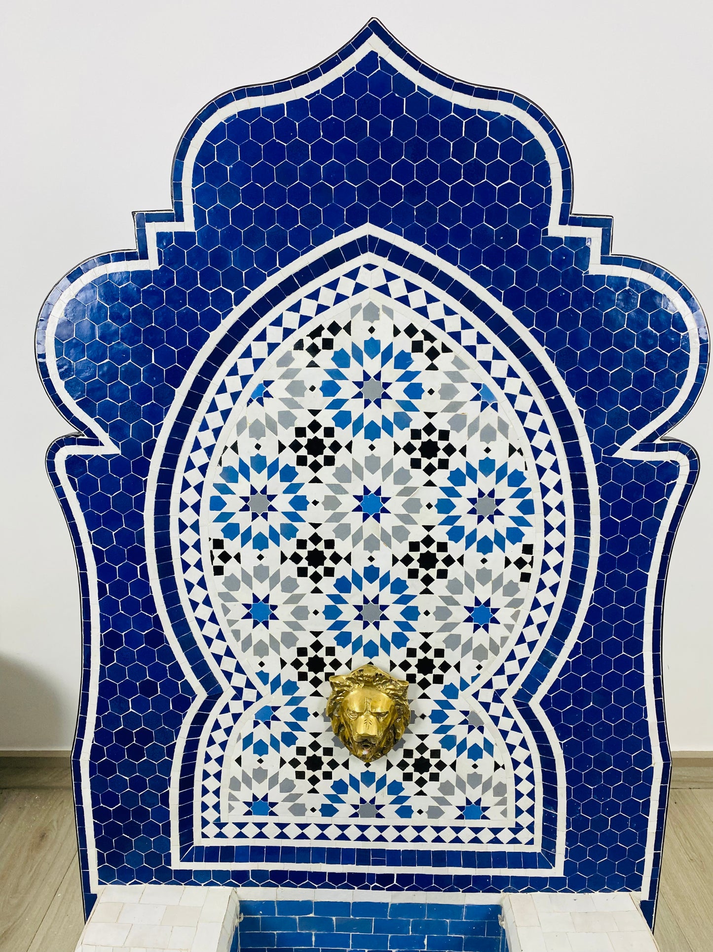 Handmade Moroccan Blue Zellige Fountain – A Majestic Blend of Art & Functionality