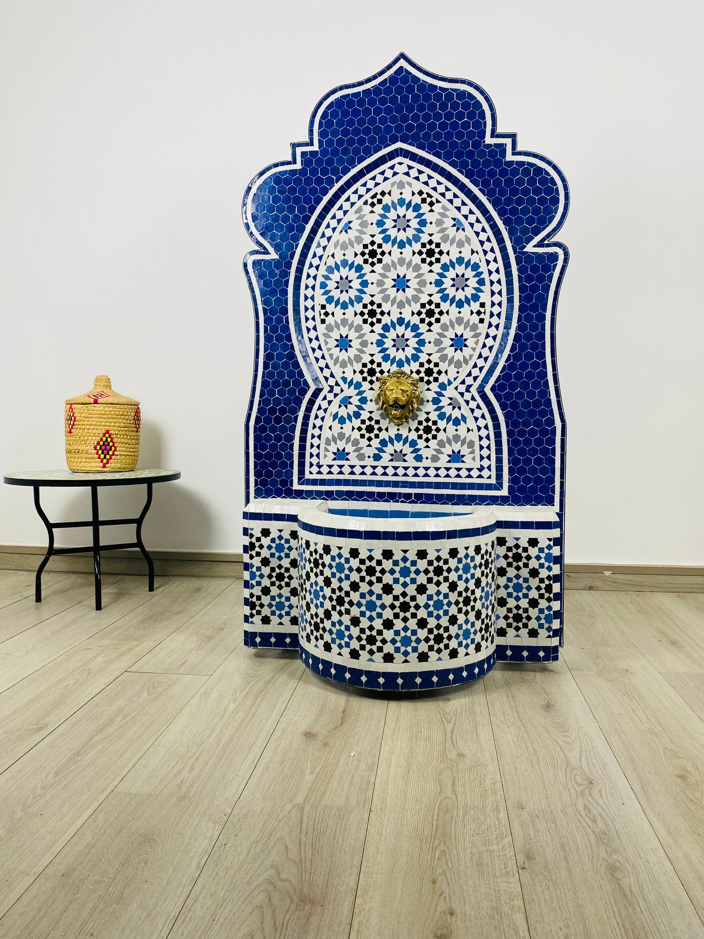 Handmade Moroccan Blue Zellige Fountain – A Majestic Blend of Art & Functionality