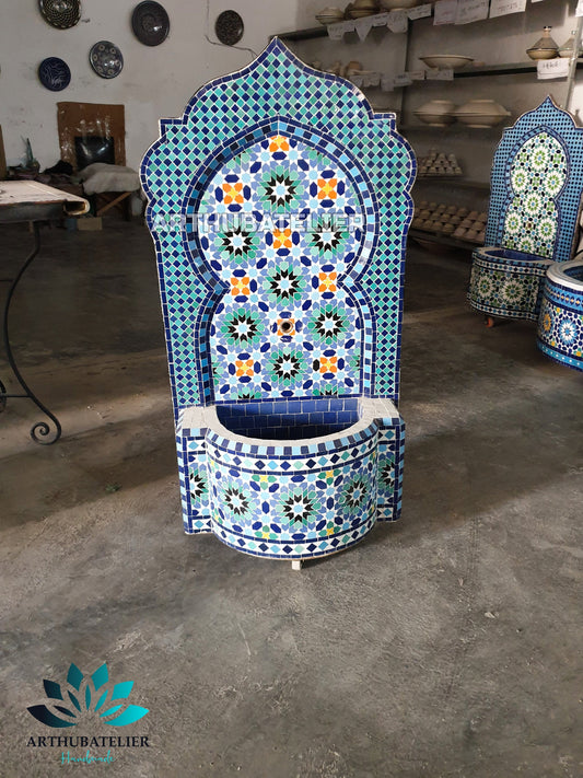 Majestic Moroccan Blue Fountain – Timeless Artisan Craftsmanship