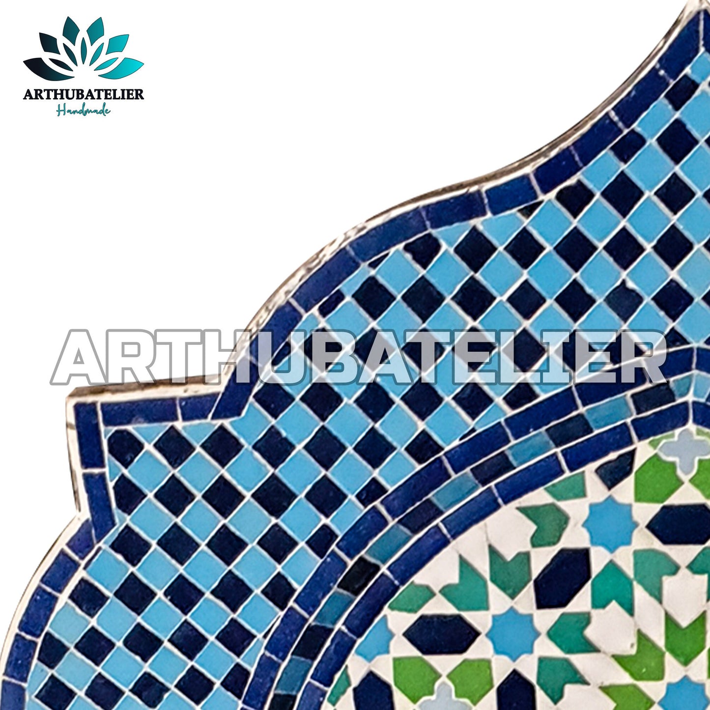 Handmade Moroccan Zellige Fountain – Blue & Green Mosaic Elegance