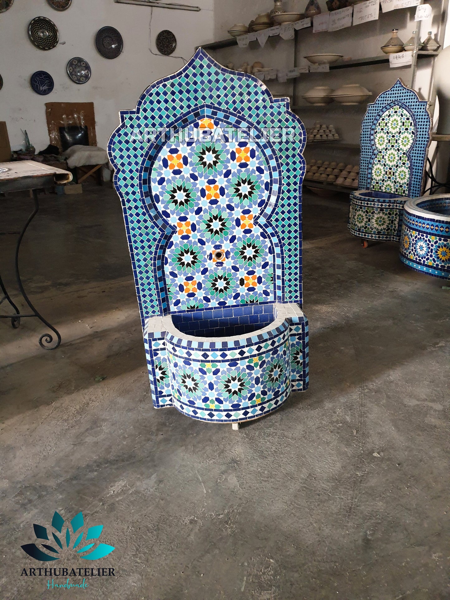 Majestic Moroccan Blue Fountain – Timeless Artisan Craftsmanship
