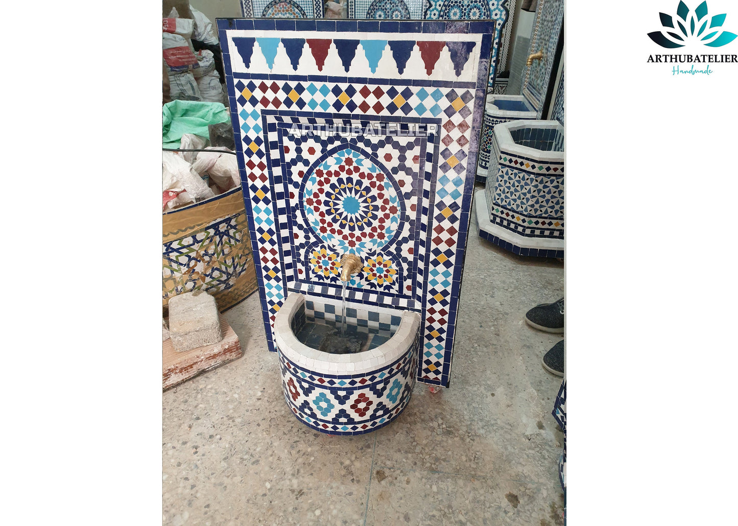 Majestic Blue Moroccan Fountain – A Touch of Royalty
