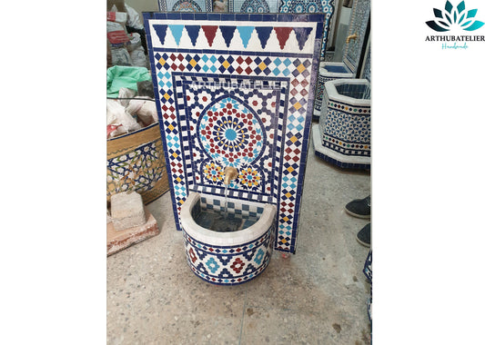 Majestic Blue Moroccan Fountain – A Touch of Royalty