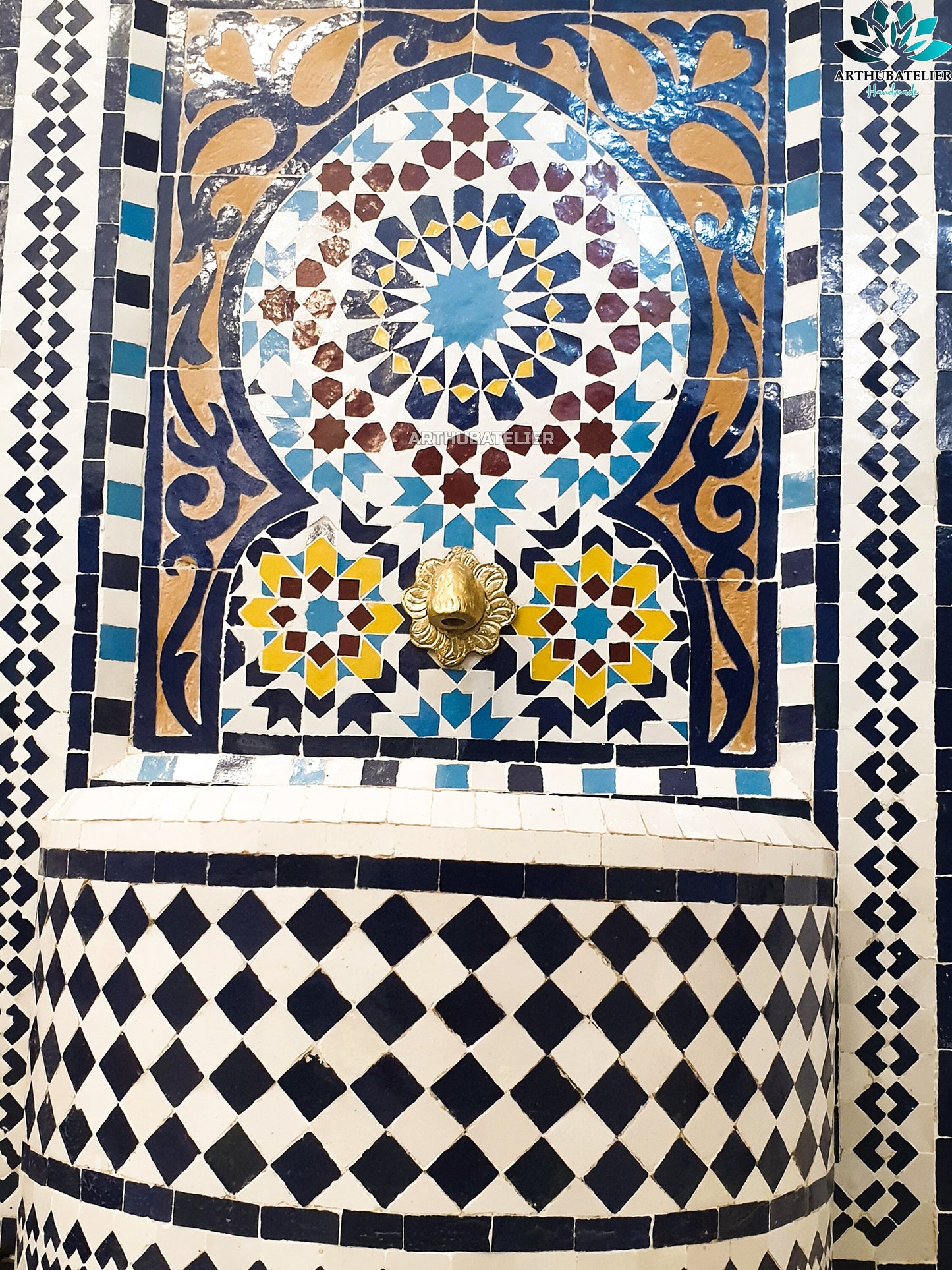 Mosaic Fountain – Elegant Blue & Multicolor Design