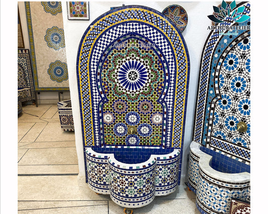 Grand Moroccan Mosaic Fountain – A Luxurious Centerpiece