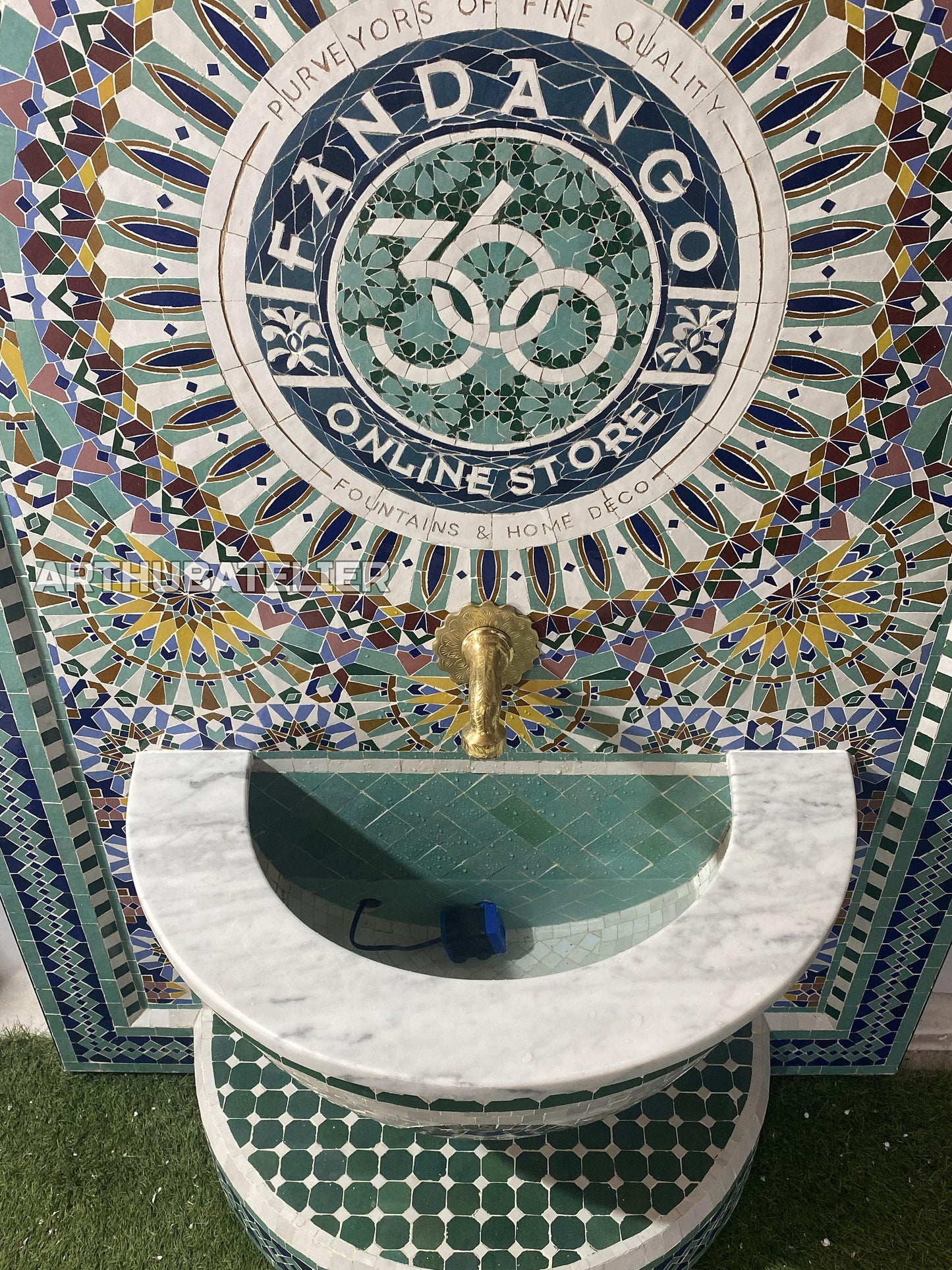 Personalization logo Emerald Elegance Moroccan Fountain – Handcrafted Masterpiece