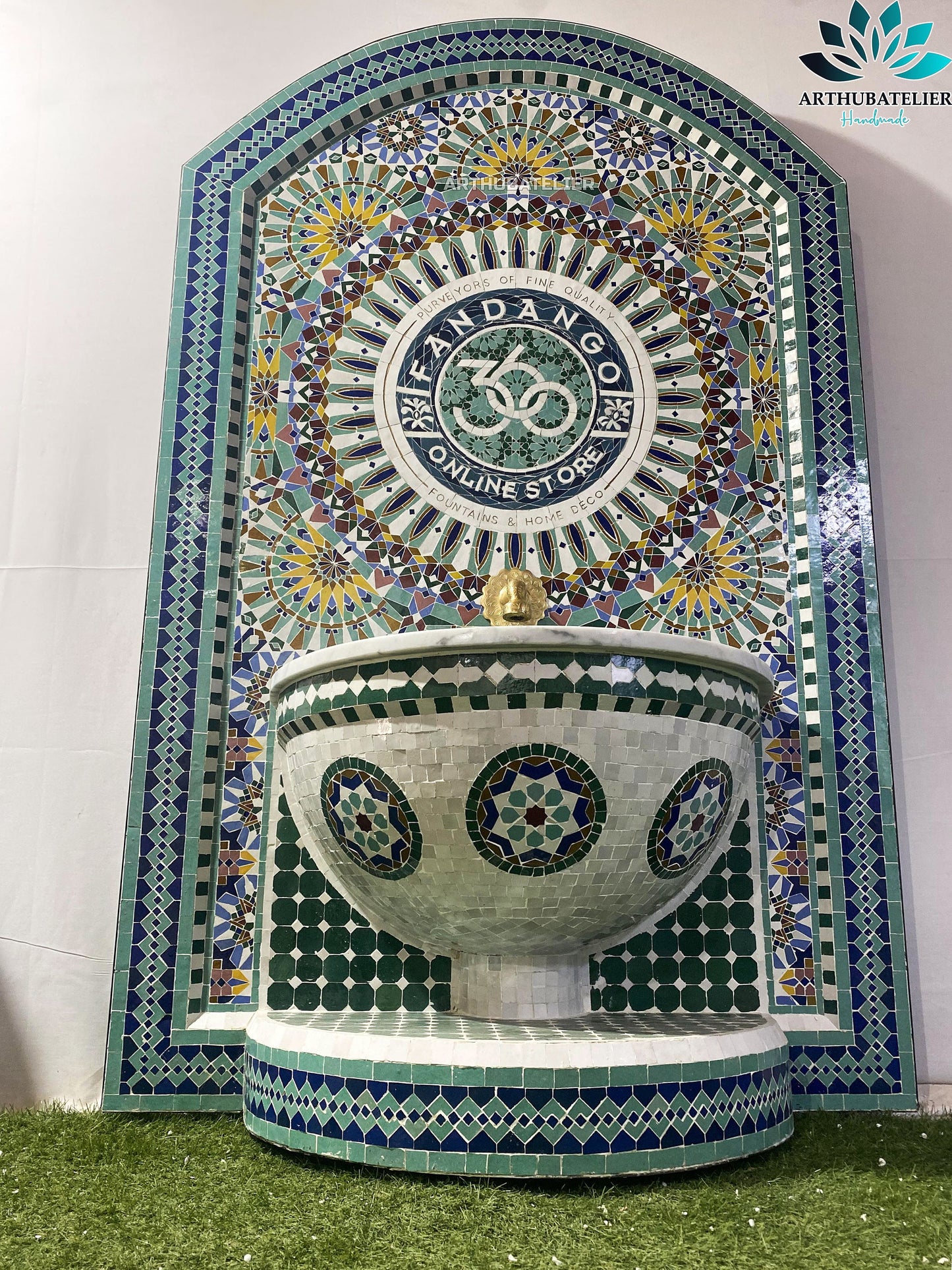 Personalization logo Emerald Elegance Moroccan Fountain – Handcrafted Masterpiece