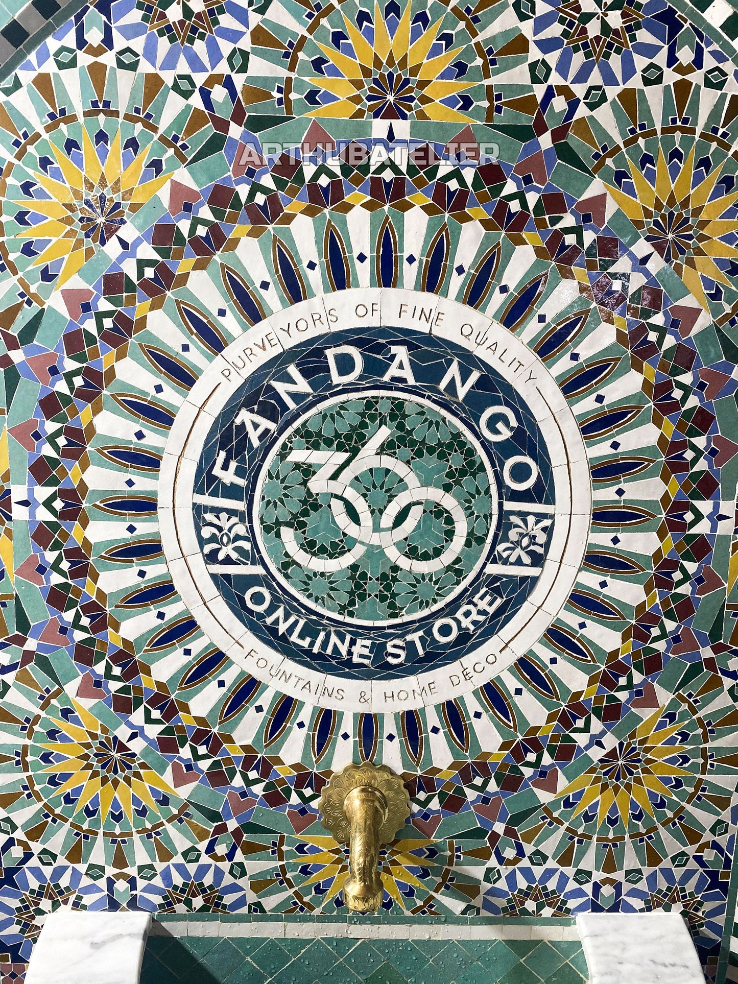 Personalization logo Emerald Elegance Moroccan Fountain – Handcrafted Masterpiece