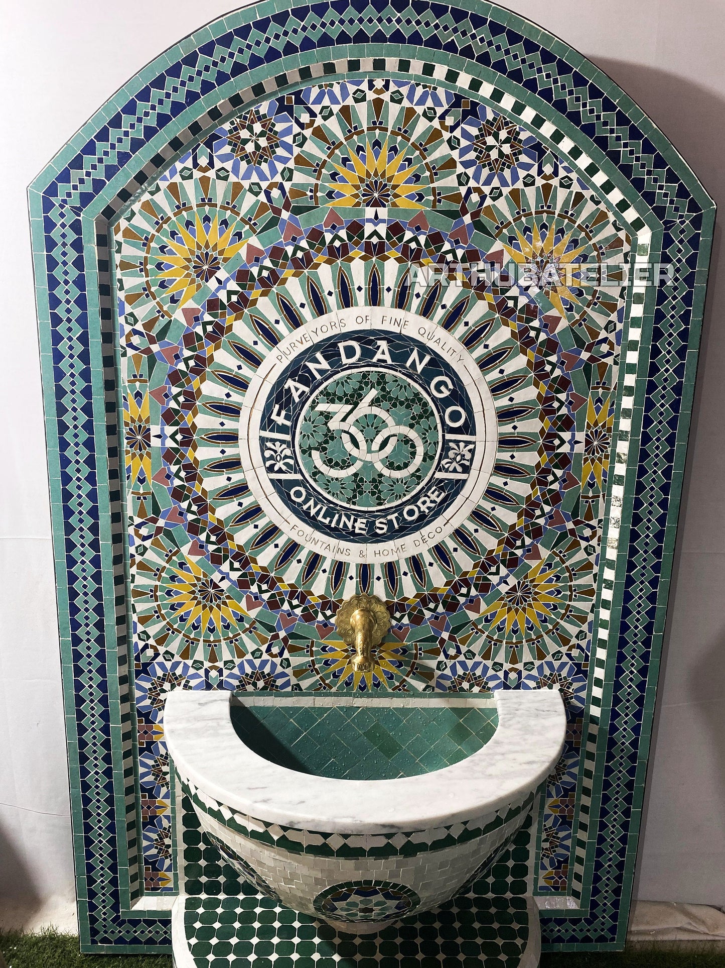 Personalization logo Emerald Elegance Moroccan Fountain – Handcrafted Masterpiece