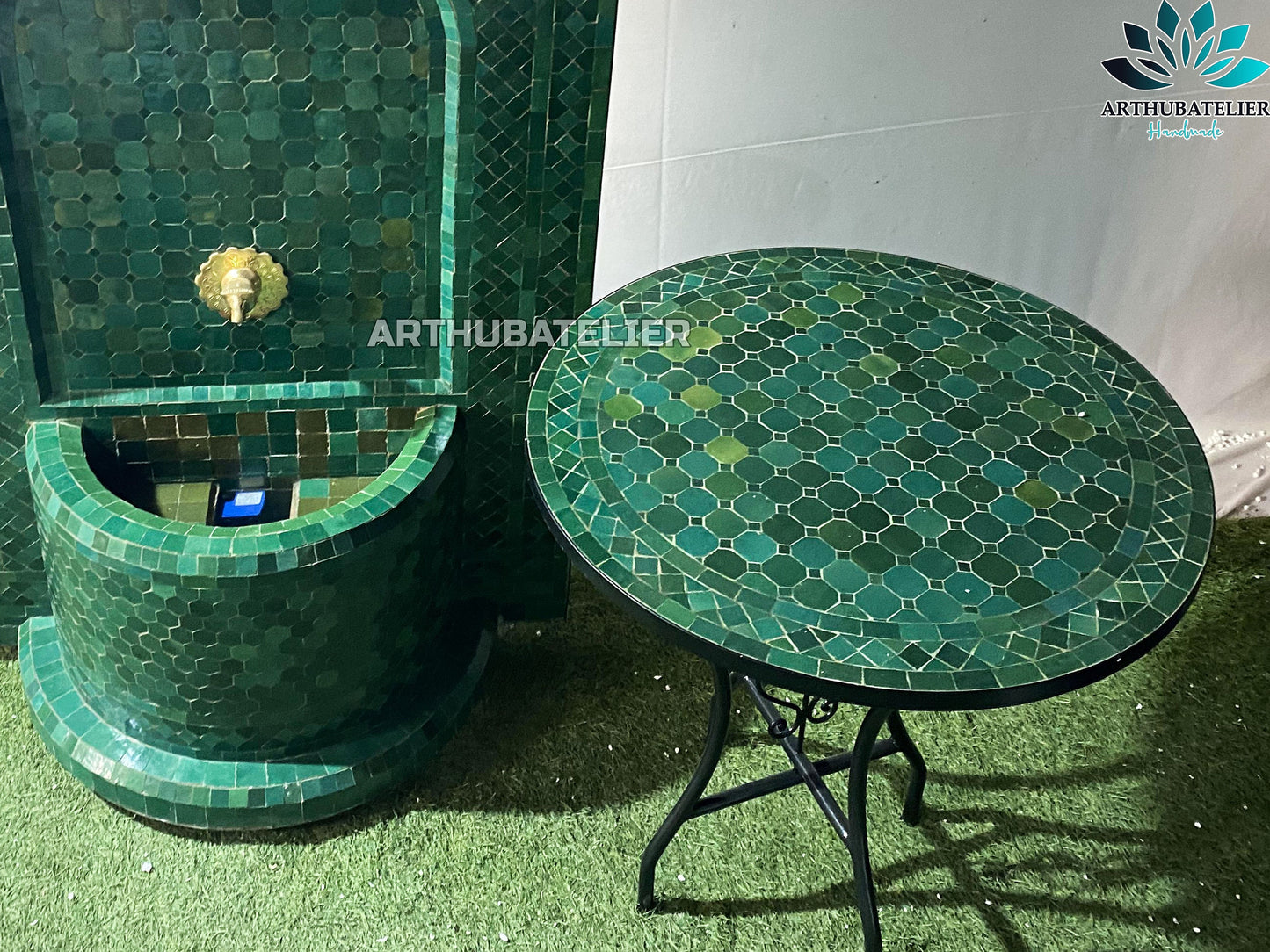 Emerald Green Moroccan Fountain – A Touch of Tranquility