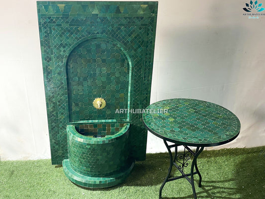 Emerald Green Moroccan Fountain – A Touch of Tranquility