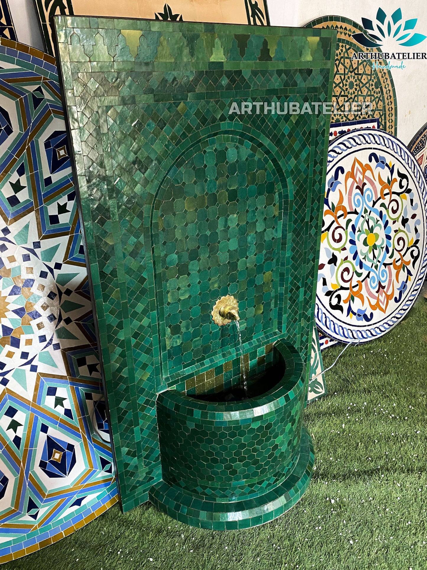 Emerald Green Moroccan Fountain – A Touch of Tranquility