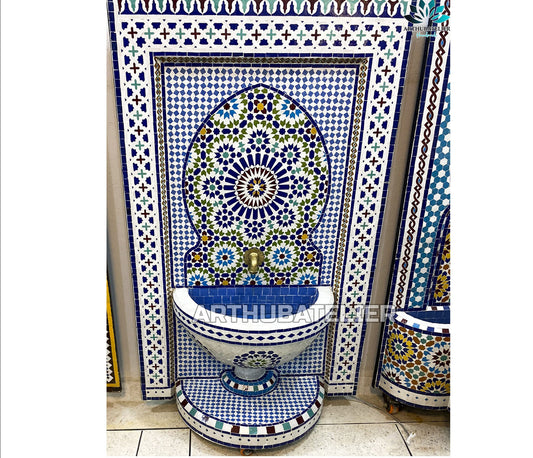 Majestic Blue Moroccan Fountain – A Symbol of Artisan Craftsmanship