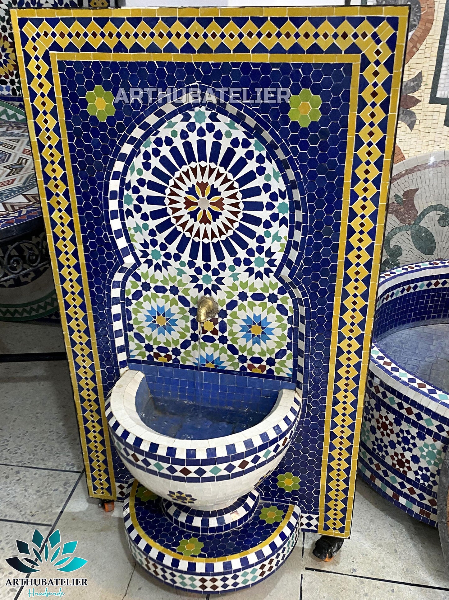 Royal Blue & Yellow Moroccan Fountain – A Timeless Masterpiece
