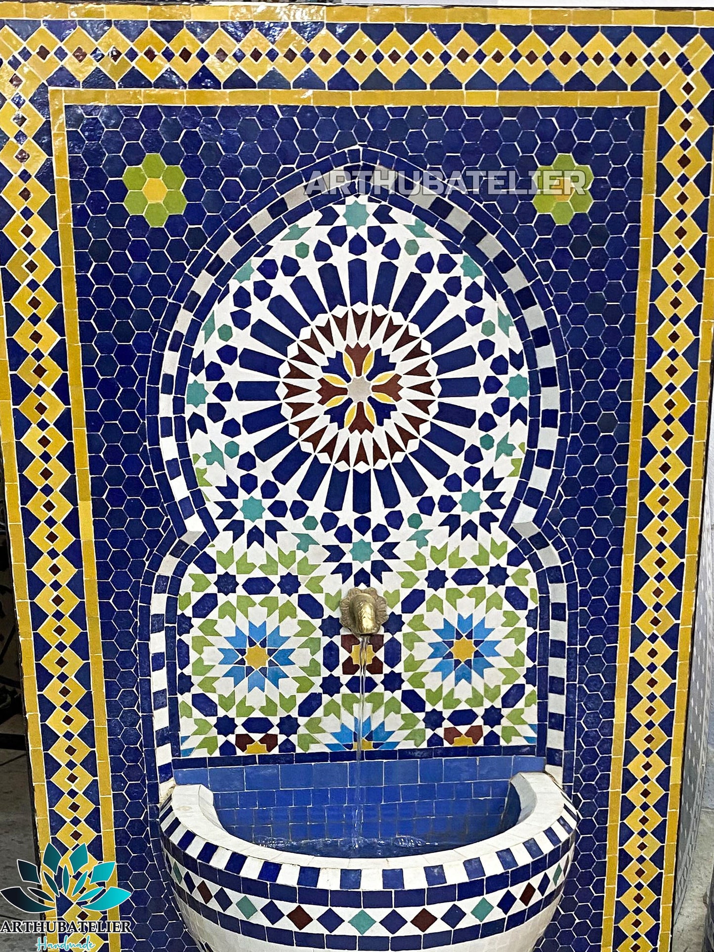 Royal Blue & Yellow Moroccan Fountain – A Timeless Masterpiece