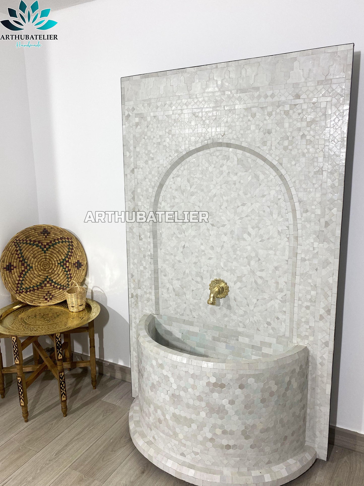 Elegant White Moroccan Fountain – A Touch of Sophistication