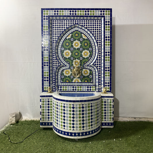 Tiered water Mosaic Fountain for Outdoor and Indoor, Mid Century Fountain water inside, Moroccan Mosaic Fountain