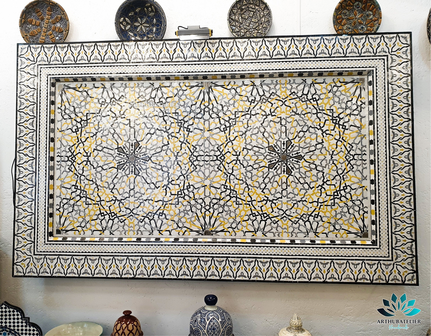 Alhambara mosaic fountain 100% handmade, unique Moroccan luxury wall decor  with tiles design, Large mosaic wall decor 220cm/150cm