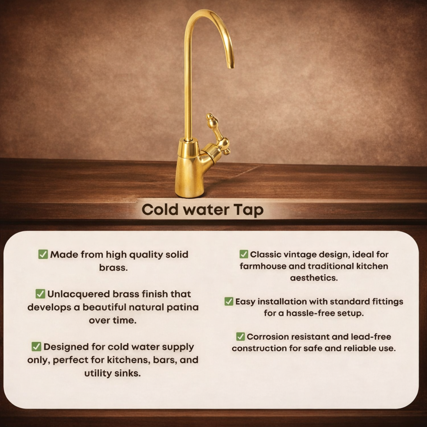 Timeless Victorian Style Brass Bridge Faucet, Solid Brass Handmade Kitchen Tap