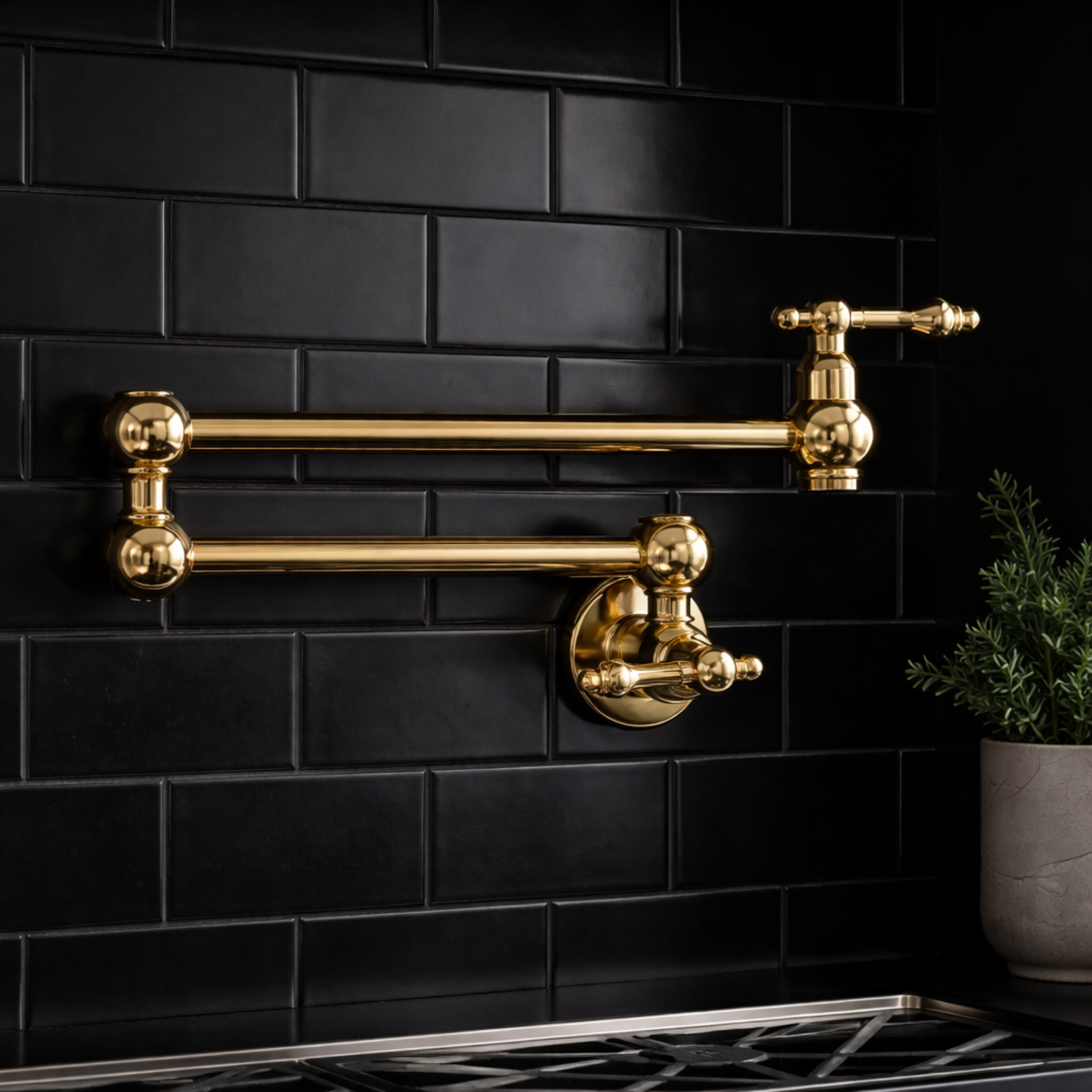 Wall Mount Unlacquered Brass Pot Filler Faucet with Hand Sprayer for Kitchen