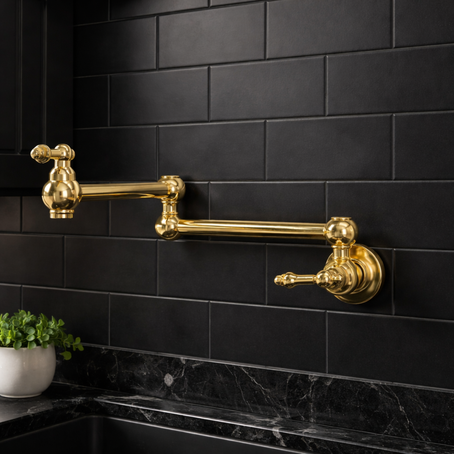 Wall Mount Unlacquered Brass Pot Filler Faucet with Hand Sprayer for Kitchen