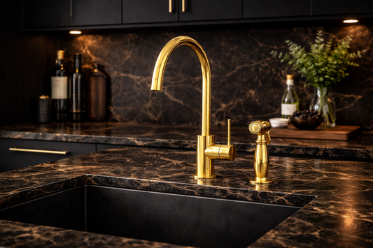 Classic Unlacquered Brass Kitchen Faucet with Antique Sink Mixer Design
