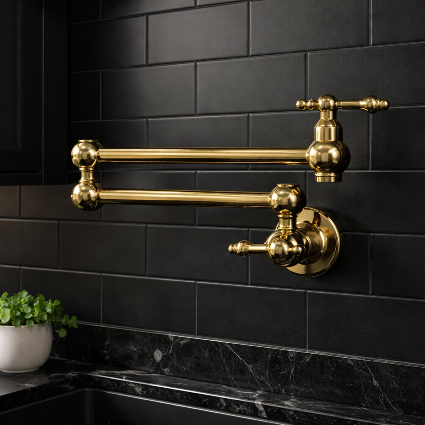 Wall Mount Unlacquered Brass Pot Filler Faucet with Hand Sprayer for Kitchen