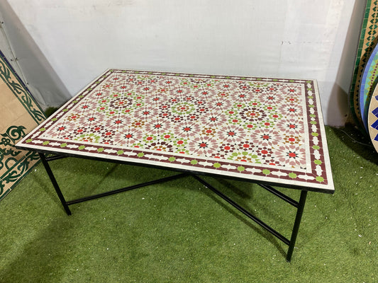 Incroyable Table en mosaïque marocaine pour l'extérieur et l'intérieur, Table en mosaïque rose 100% fabriquée à la main, livraison incluse