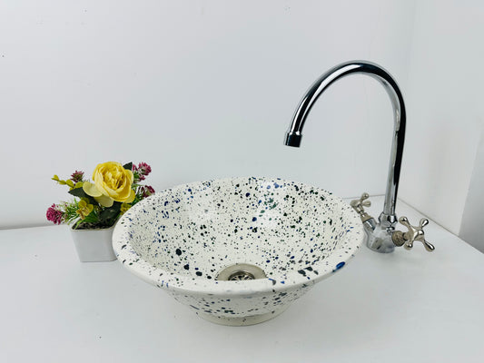 Dark blue Sky Drops: Handcrafted Ceramic Sink hand painted