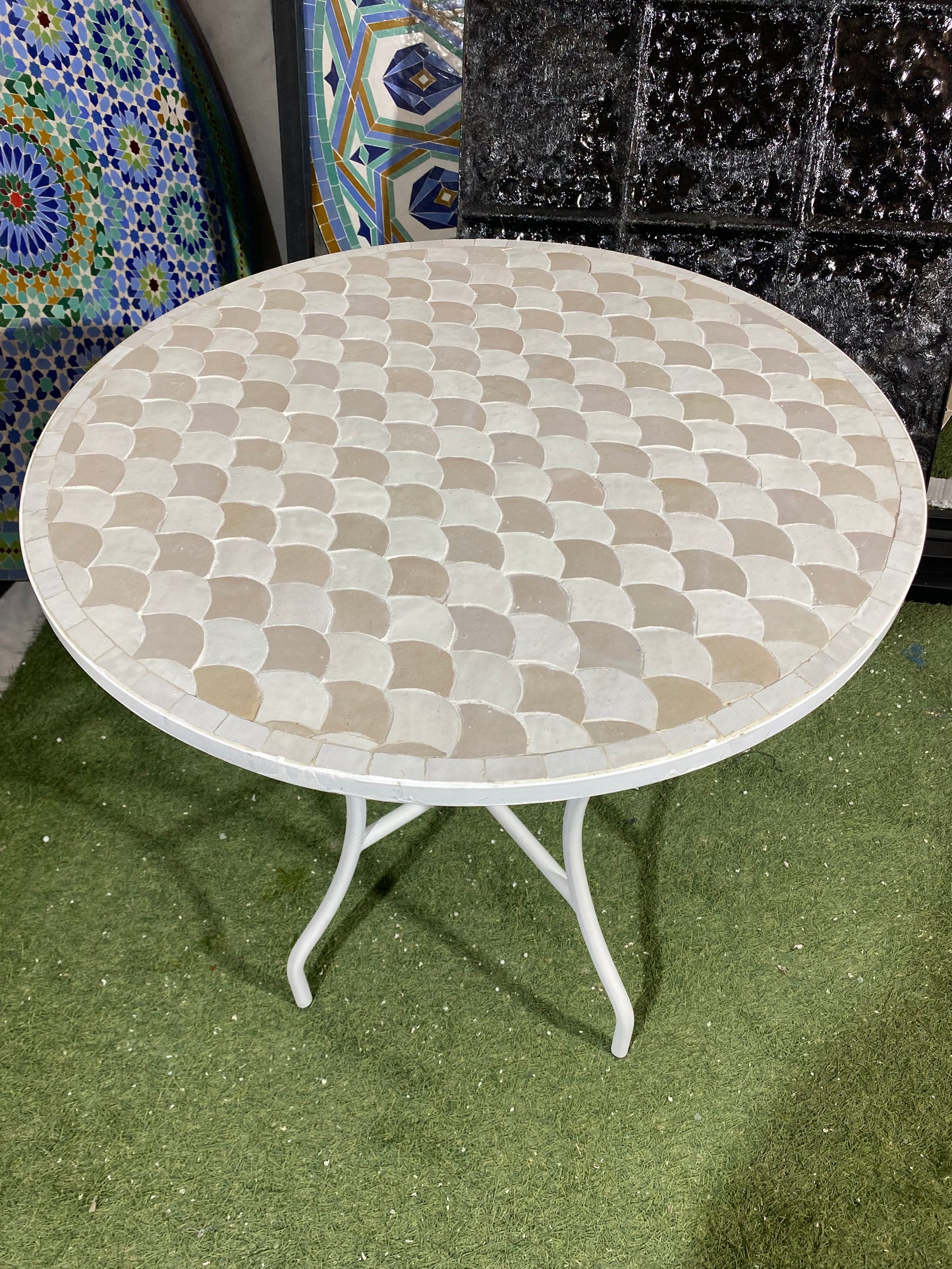 Ivory Waves Mosaic Table