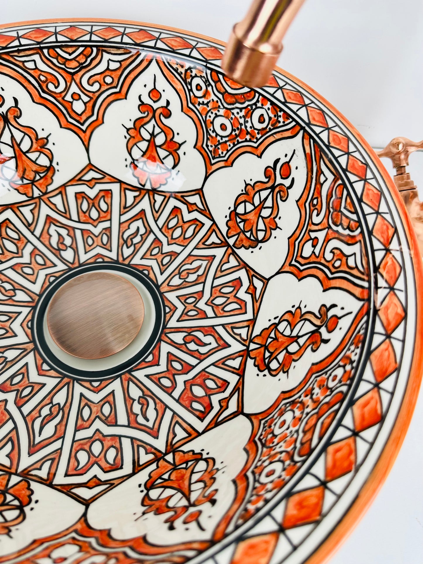 Moroccan tangerine : Handcrafted Ceramic Sink with Warm Orange Tones