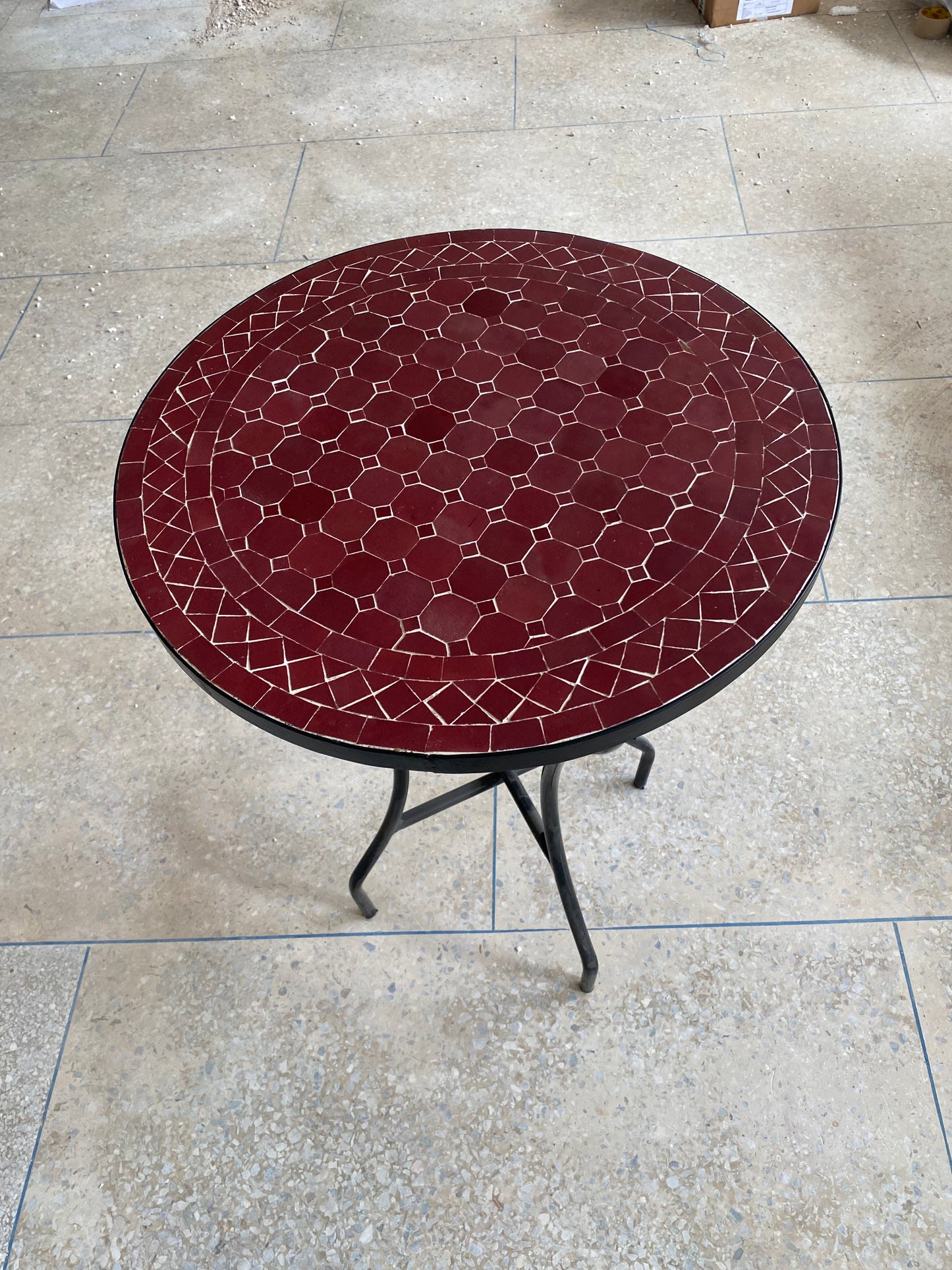 Crimson Elegance Mosaic Table