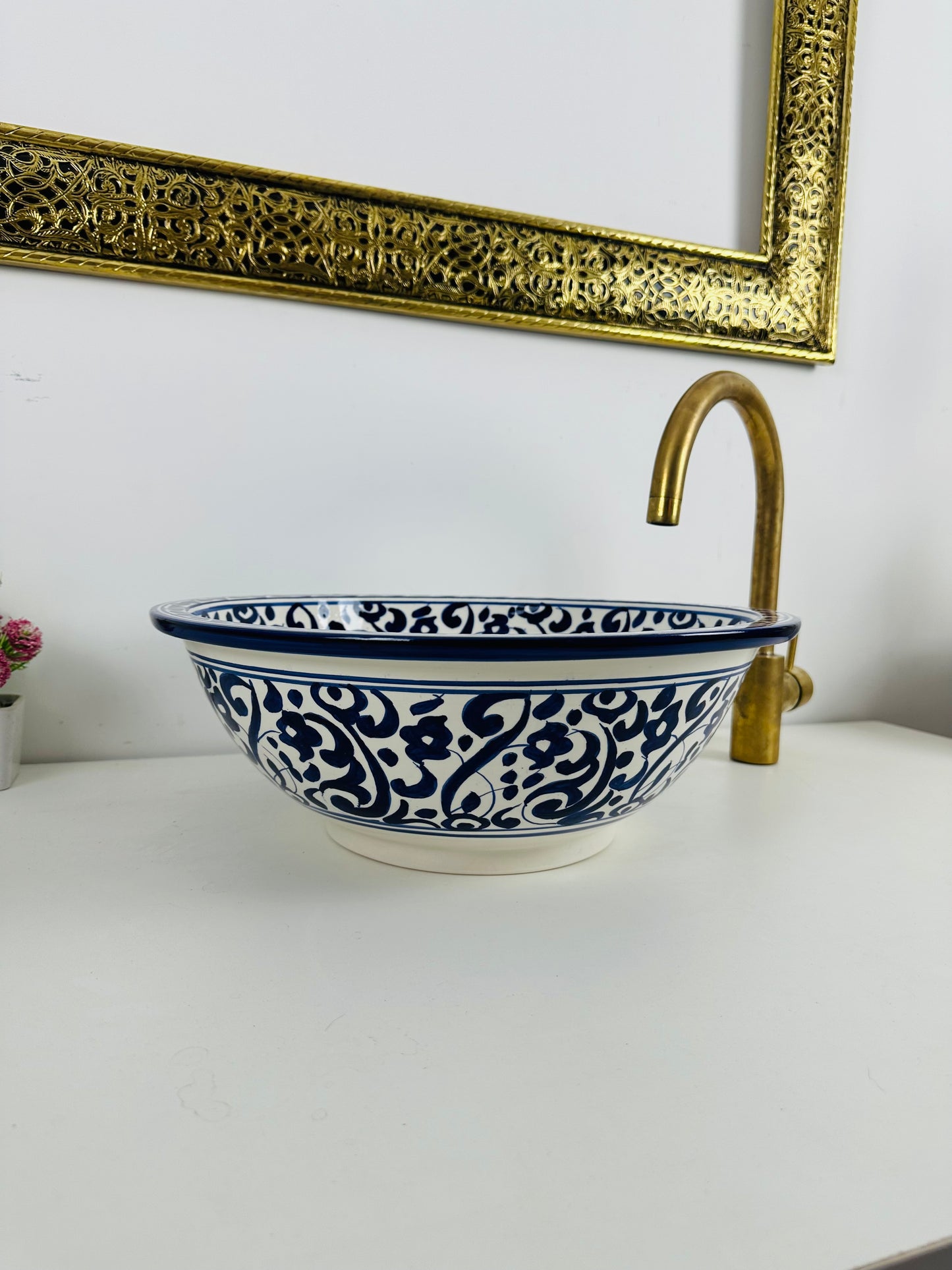 Blue Mid century modern Bathroom vessel