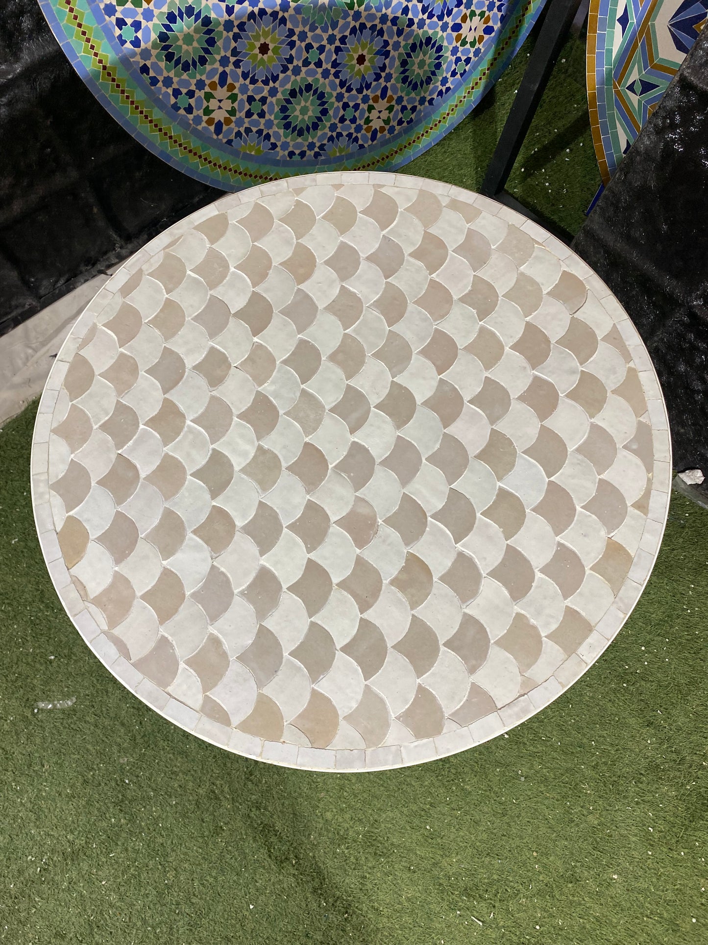 Ivory Waves Mosaic Table