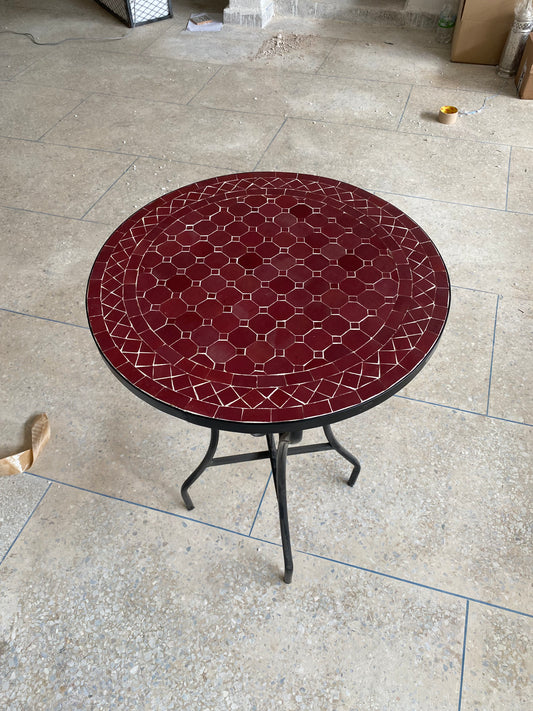 Crimson Elegance Mosaic Table