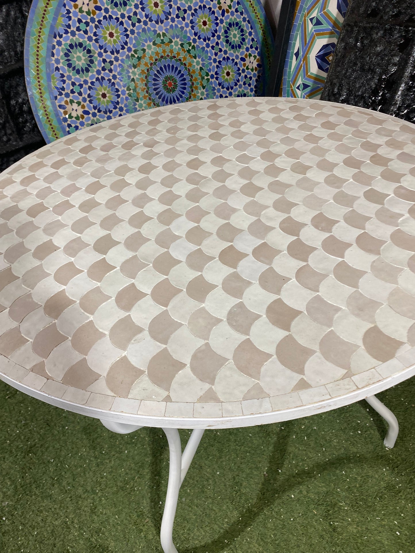 Ivory Waves Mosaic Table