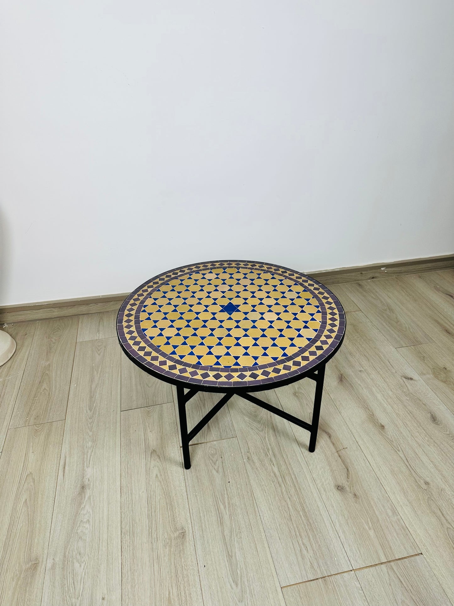 Raw Clay Moroccan Mosaic Table – Royal Amber & Deep Blue