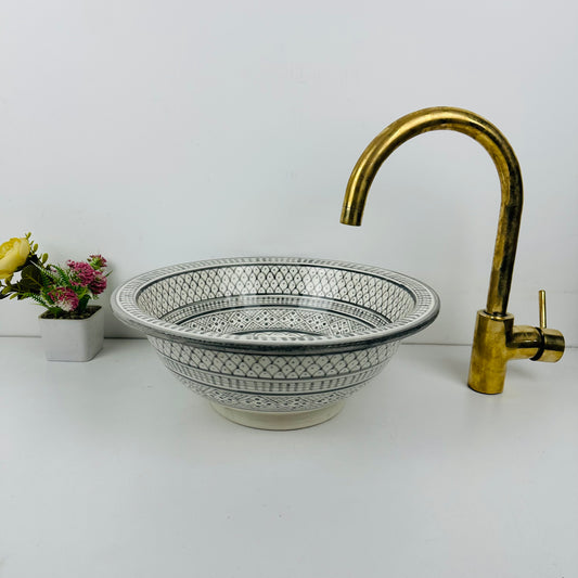 Heritage Elegance: Handcrafted Traditional Ceramic Sink in Gray