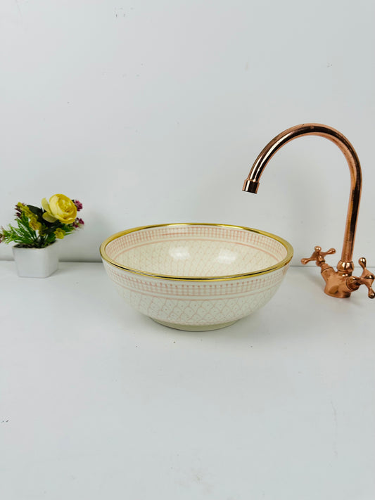 Sophistique Chic and 14K gold : Handcrafted Ceramic Sink with Elegant Design