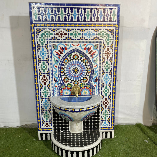 Fountain made from mosaic tiles for indoor and outdoor Mid Century Fountain water inside  Moroccan Fountain Andalusia