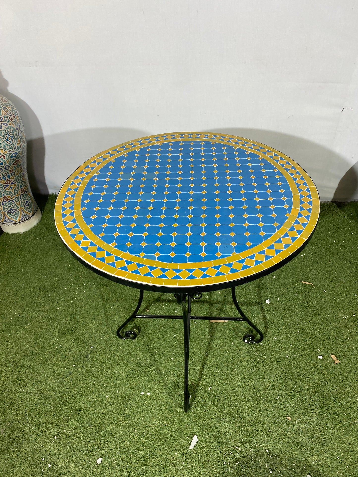 Vibrant Blue & Yellow Mosaic Table