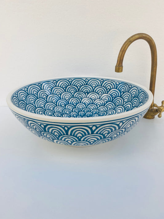 Bathroom vessel sink - washbasin made from ceramic 100% handmade modern - ceramic basin decor built with mid century modern Flair