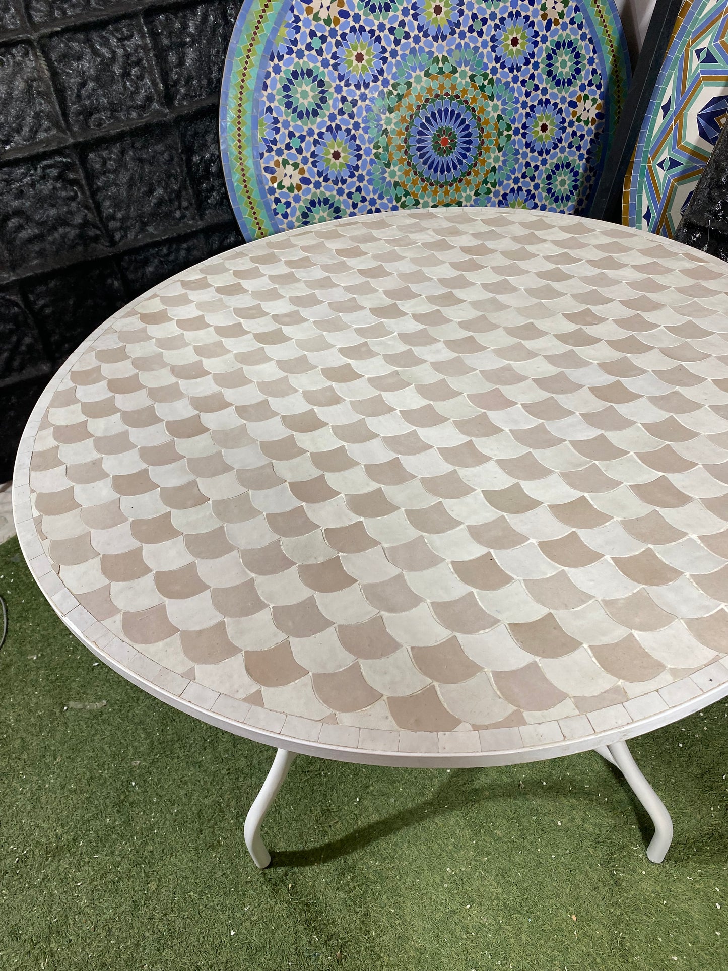 Ivory Waves Mosaic Table