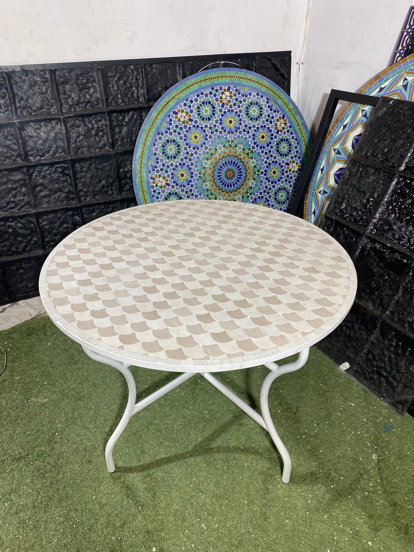 Ivory Waves Mosaic Table