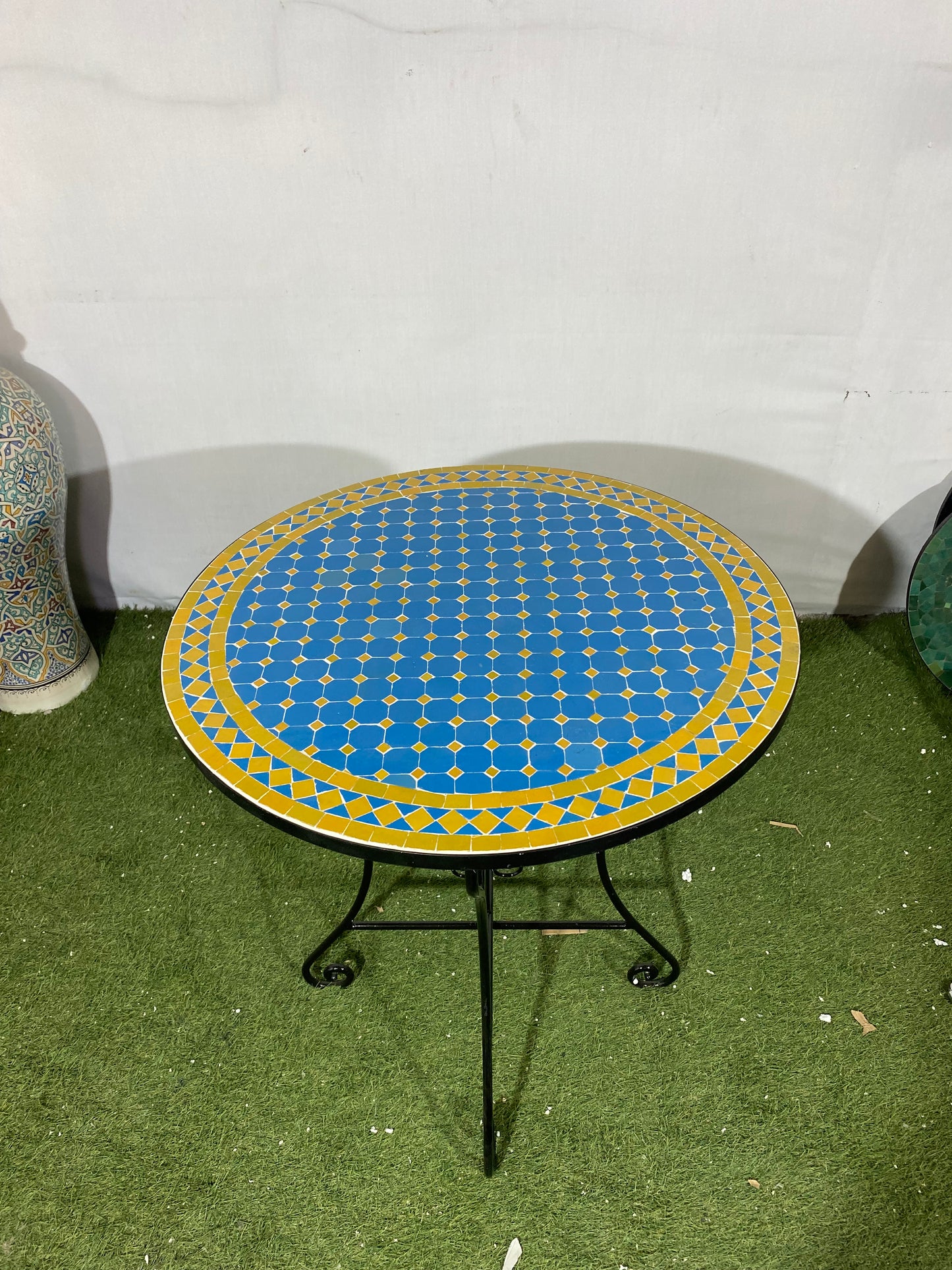 Vibrant Blue & Yellow Mosaic Table